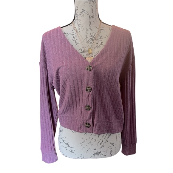 SO Sweaters - Mauve ribbed cardigan